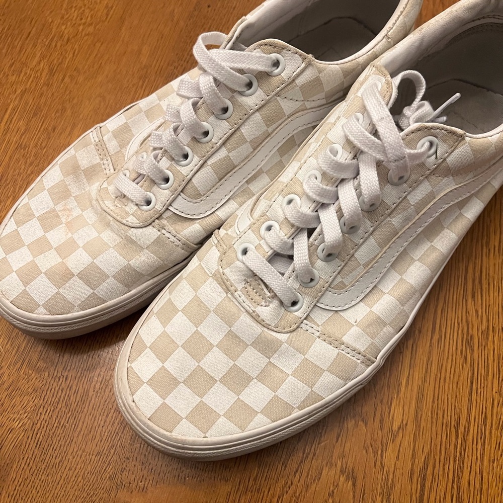 Vans White-on-White Checkered Sneakers
